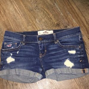 Hollister Dark blue jean shorts.